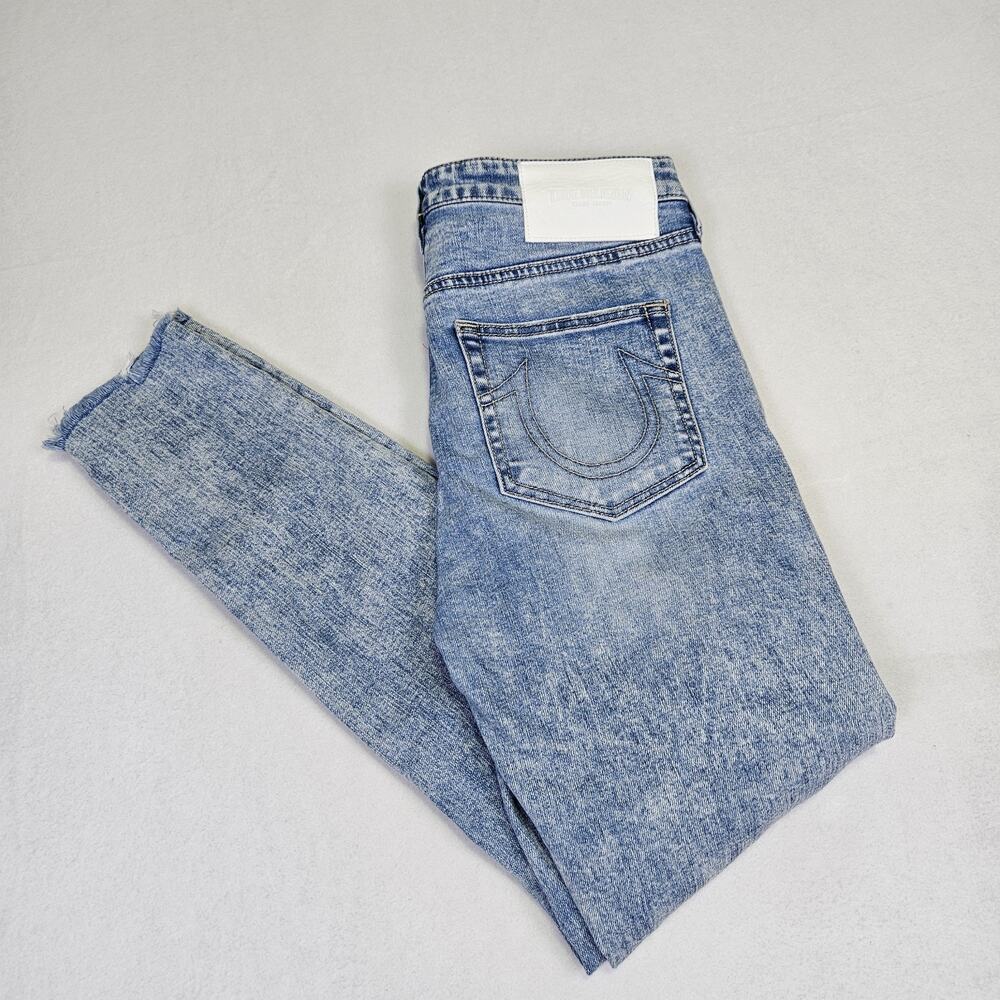 True Religion Womens 29 Jean Halle High Rise Stonewash Stretch Distressed Retro - Picture 2 of 16